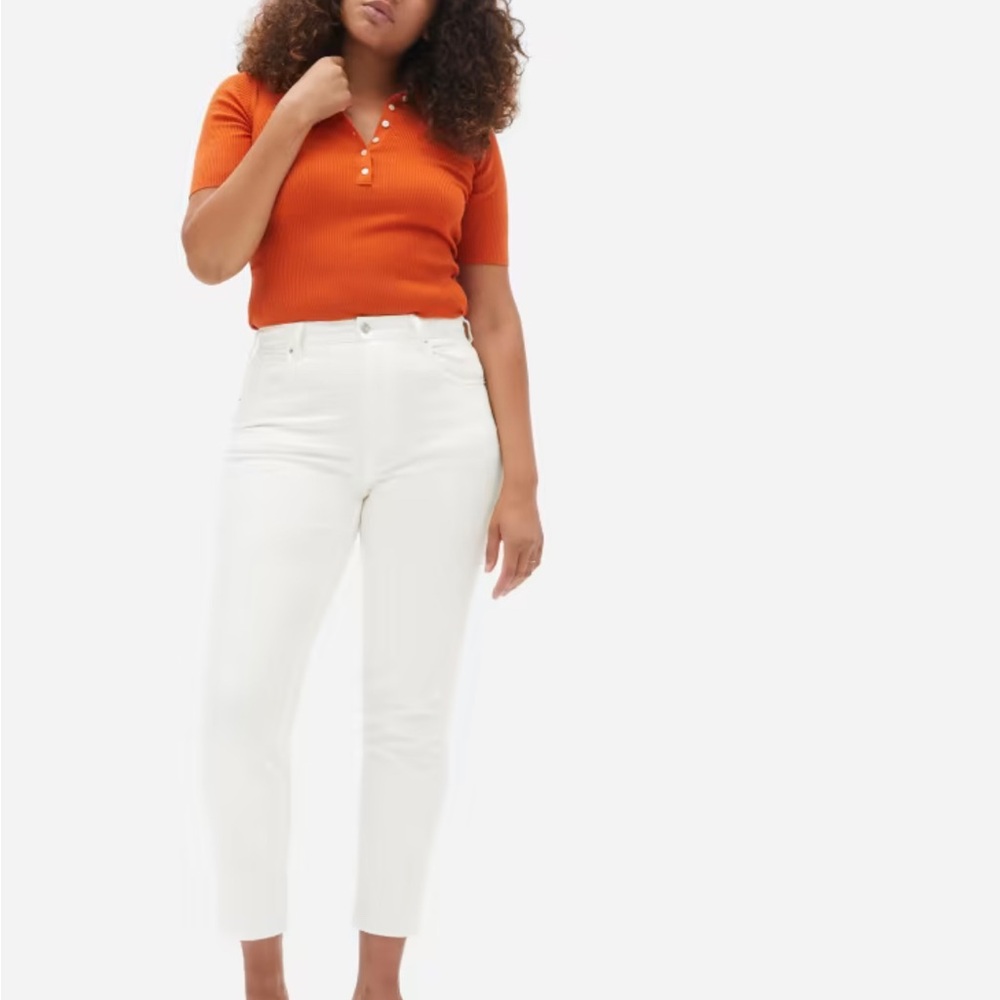 Everlane Curvy Cheeky Straight Jean, White, Size 26 Crop